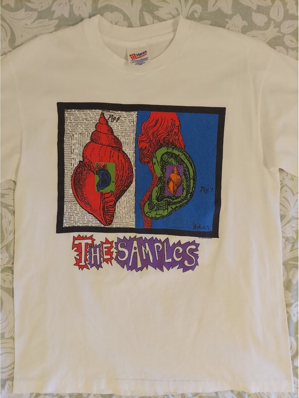 Hanes Ultraweight The Samples Double-Sided Graphic Print White Tee Men's L